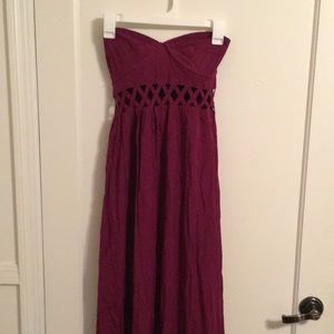 Strapless Floor length dress.